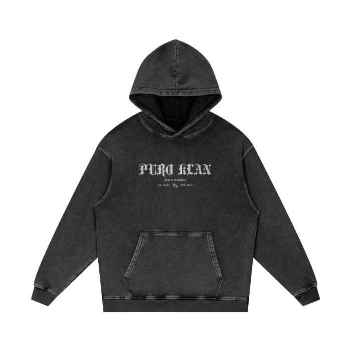 Puro Klan Made in Milwaukee Acid Wash Oversize Hoodie